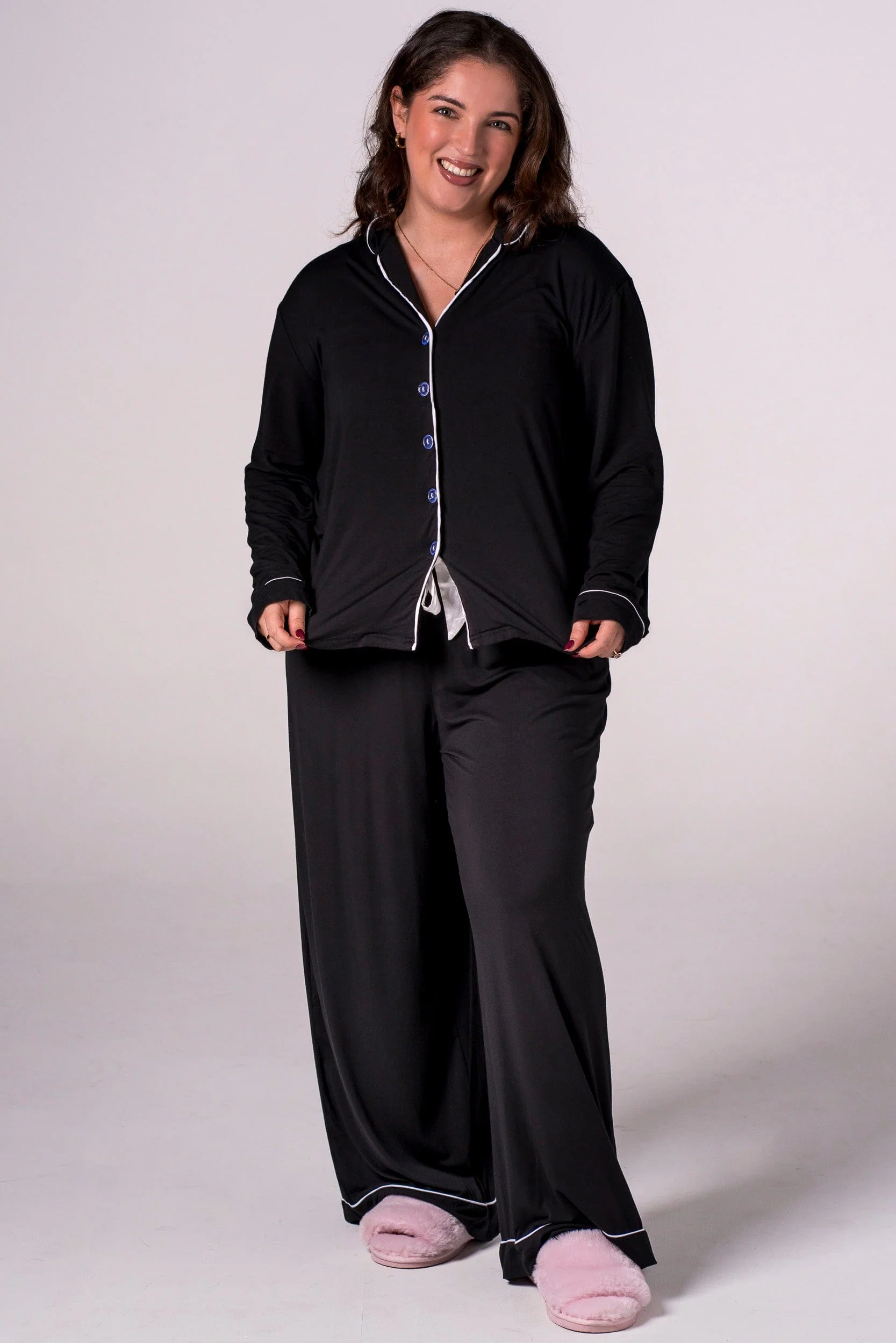 Black Bamboo Pyjama Long Set - Image 7