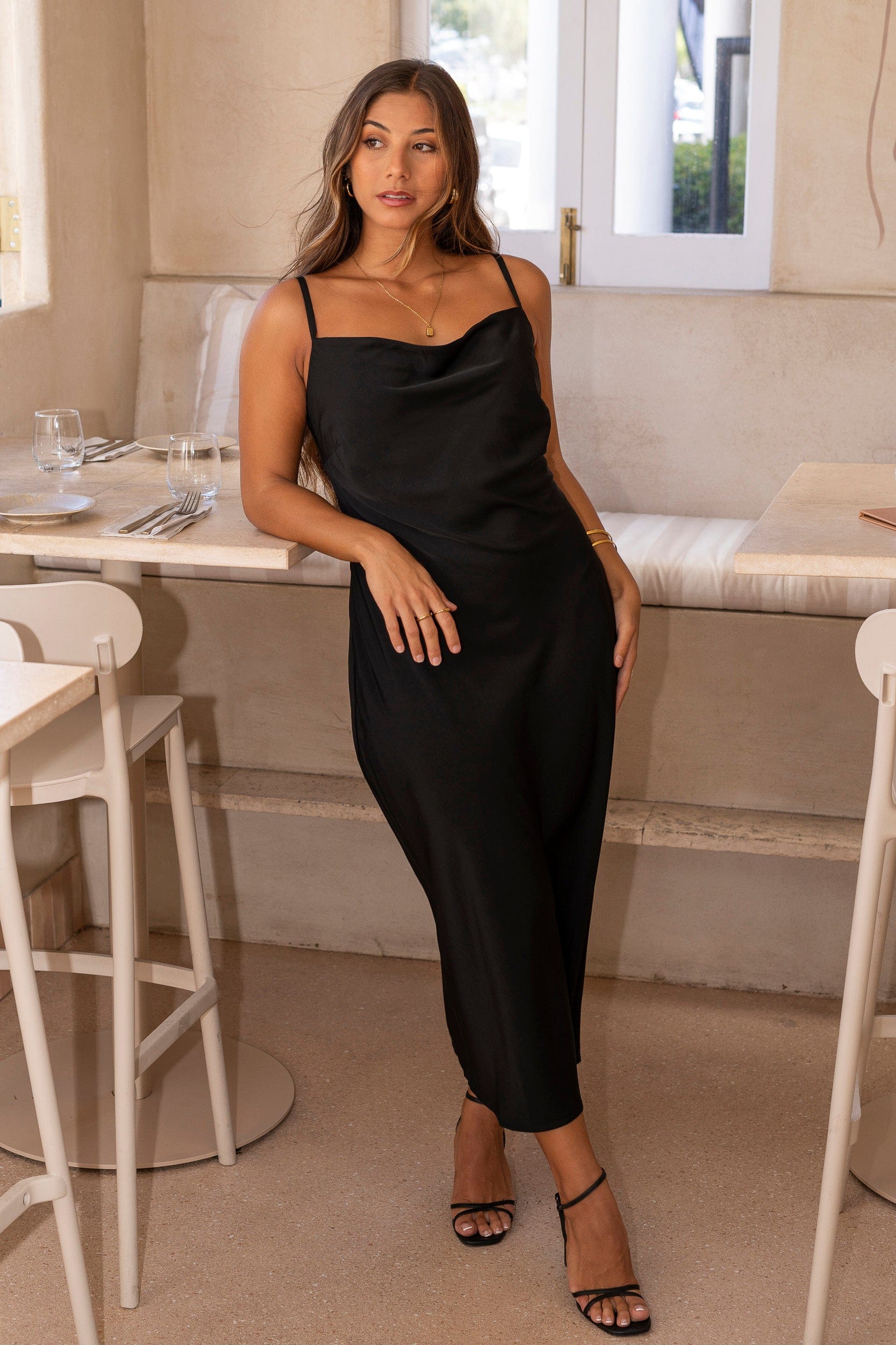 Black Cowl Neck Dress - Image 8