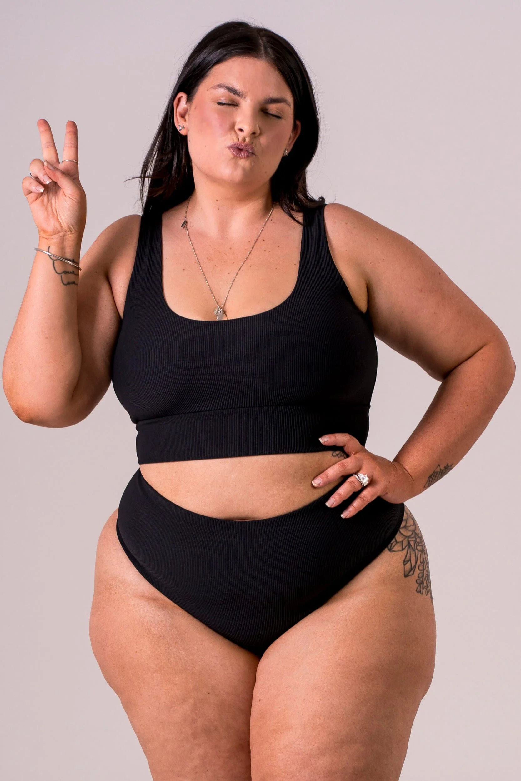 Black High Waisted Bikini Bottoms - Image 4
