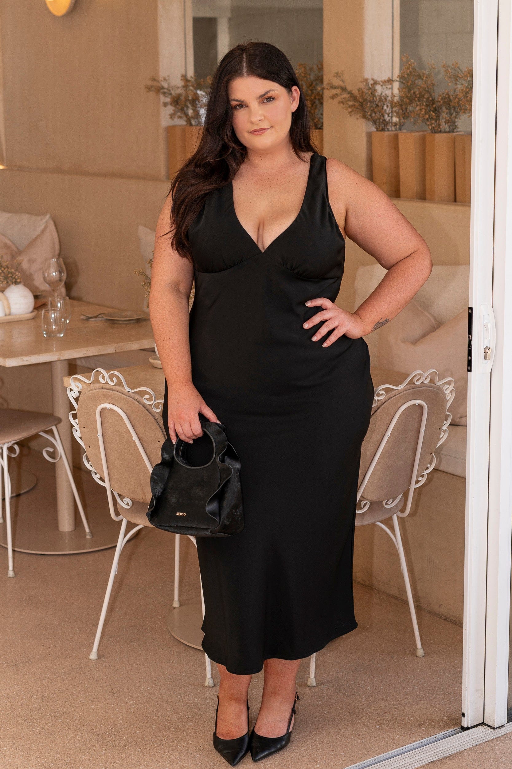 Black V Neck Dress - Image 8