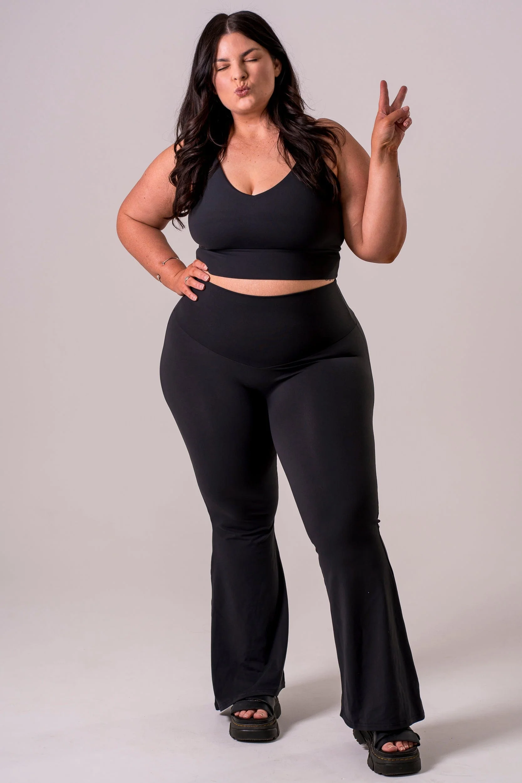 Black Luxe Pocket Yoga Pants - Image 3