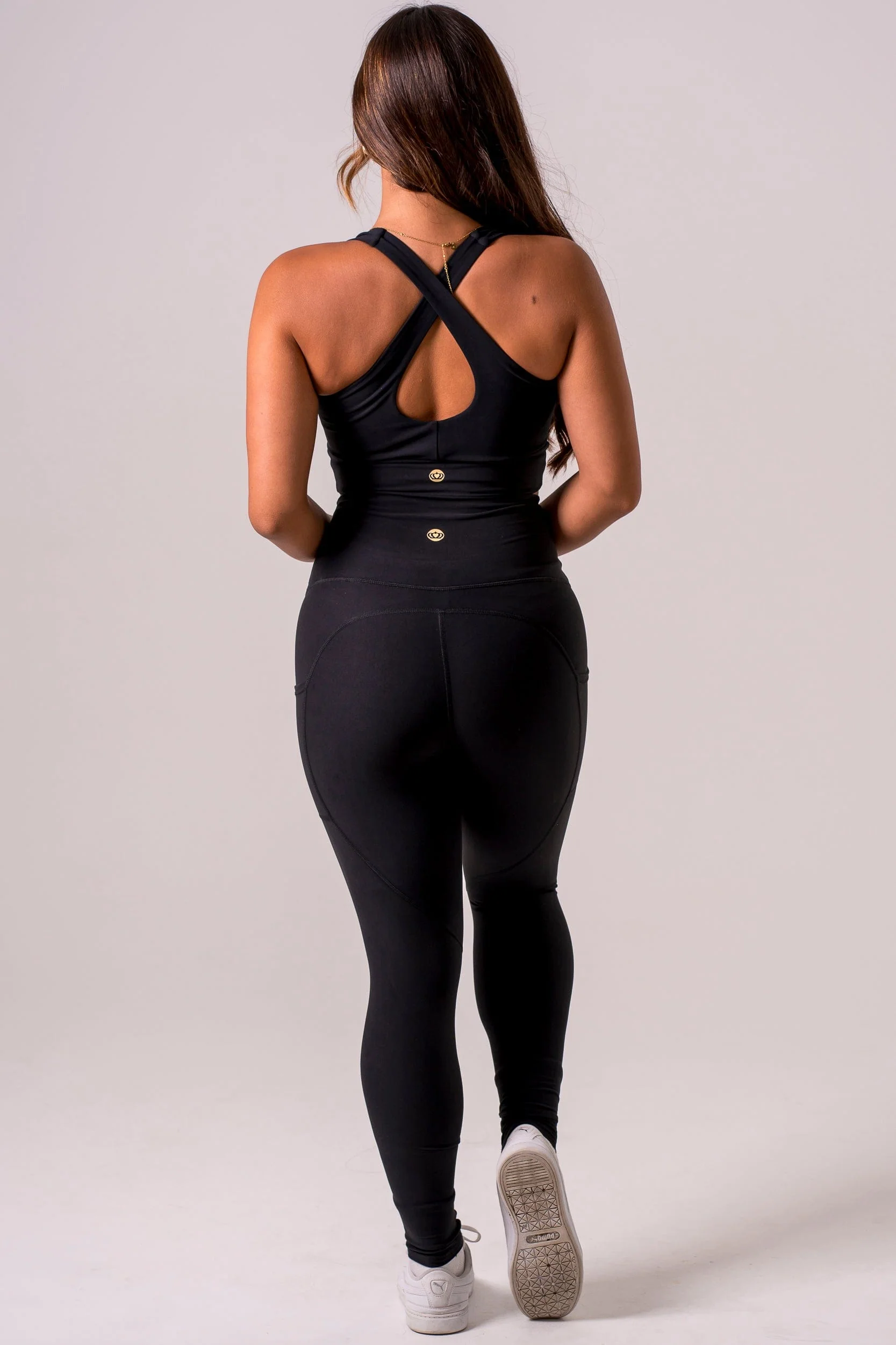 Black Dynamic High Waisted Pocket Shaper Ankle Biter Leggings - Image 5