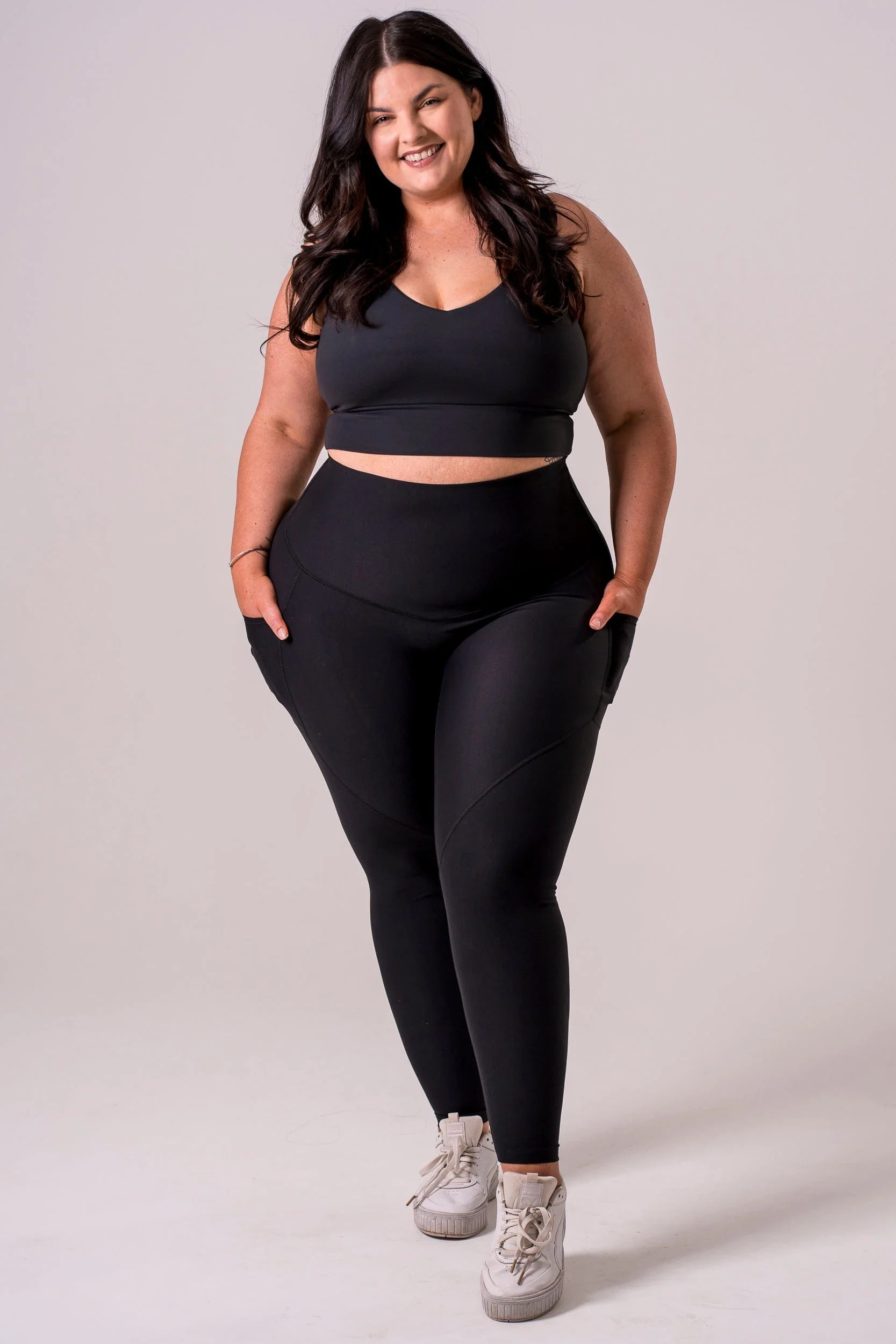 Black Dynamic High Waisted Pocket Shaper Ankle Biter Leggings - Image 7