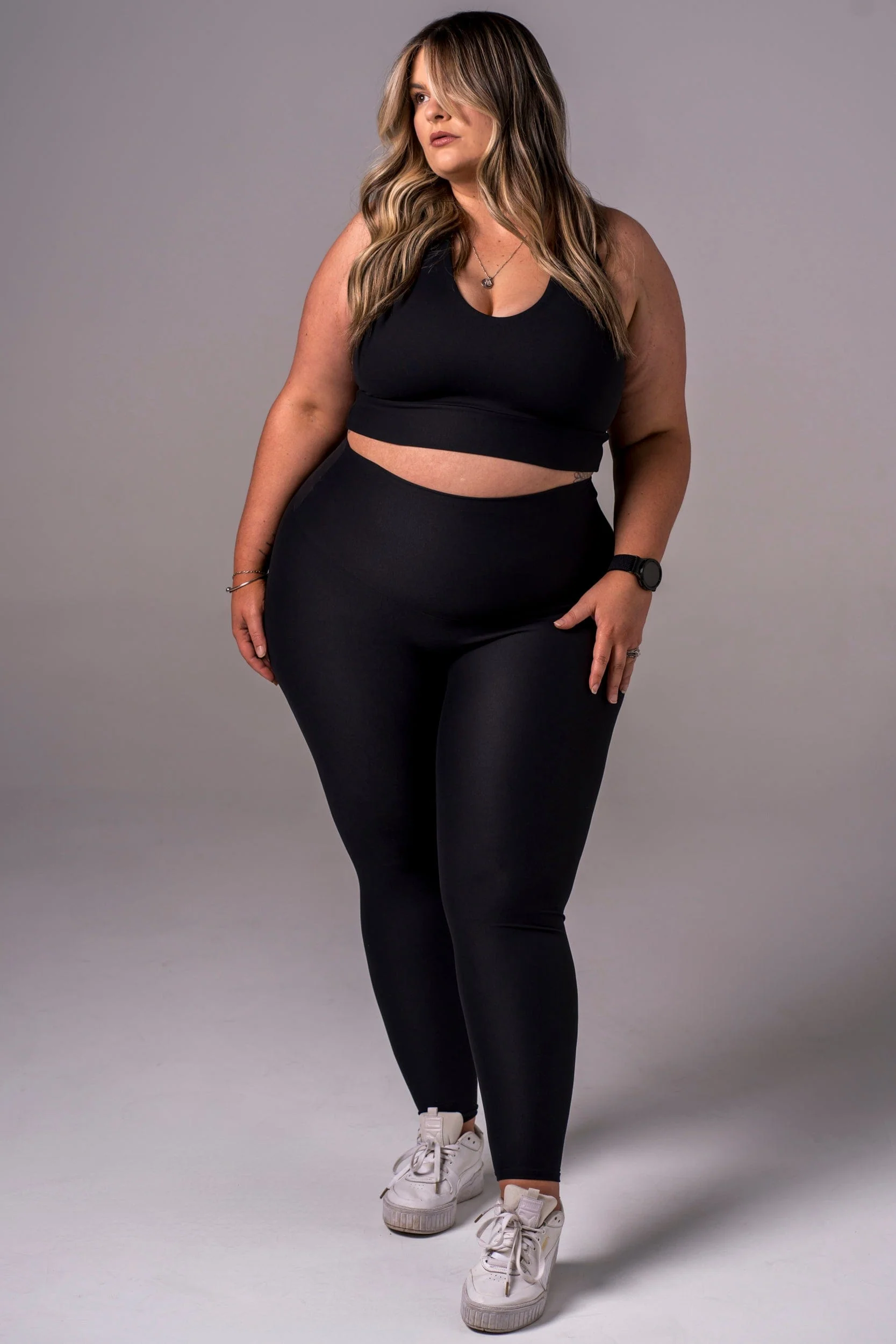 Black Dynamic High Waisted Ankle Biter Leggings - Image 11
