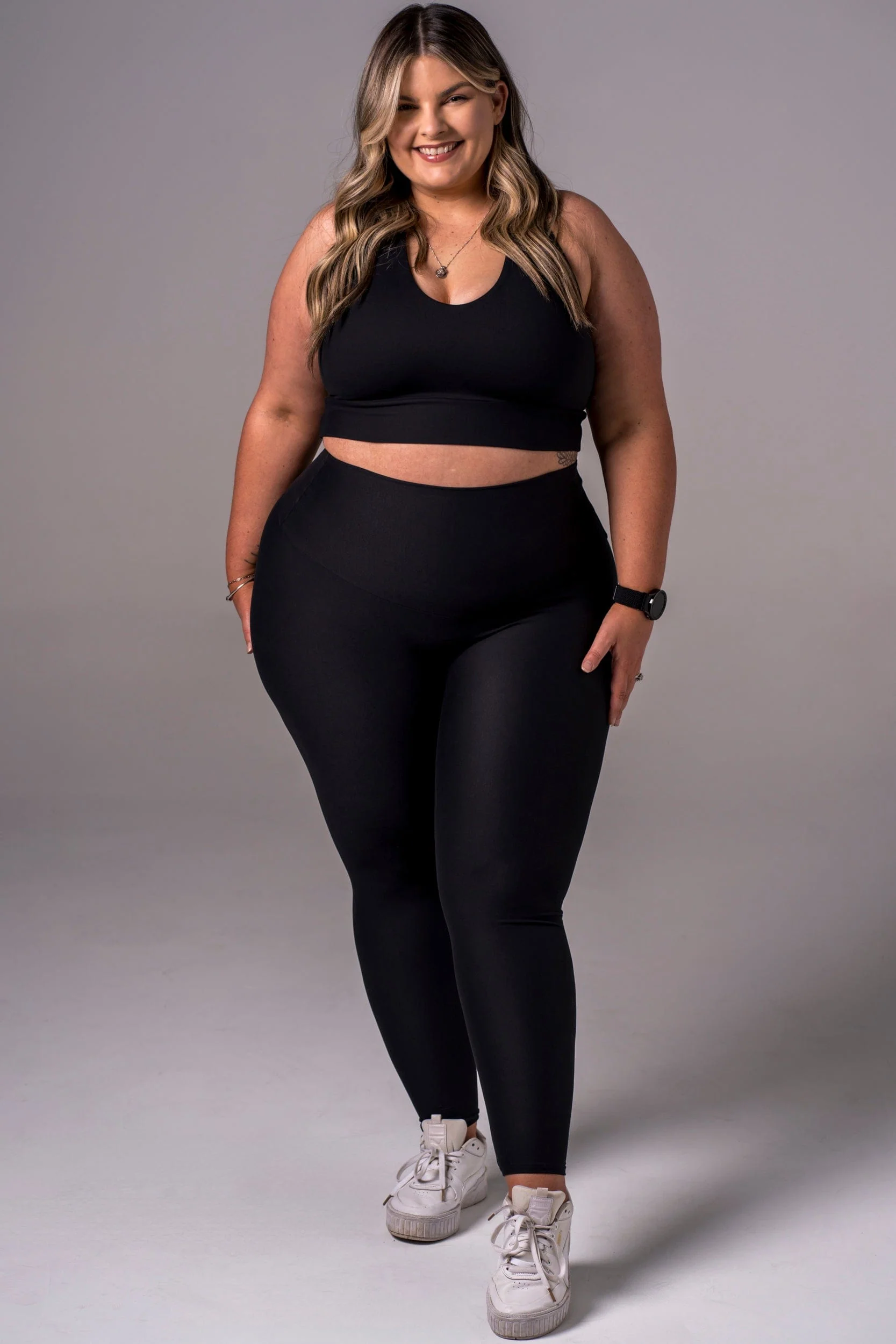 Black Dynamic High Waisted Ankle Biter Leggings - Image 3