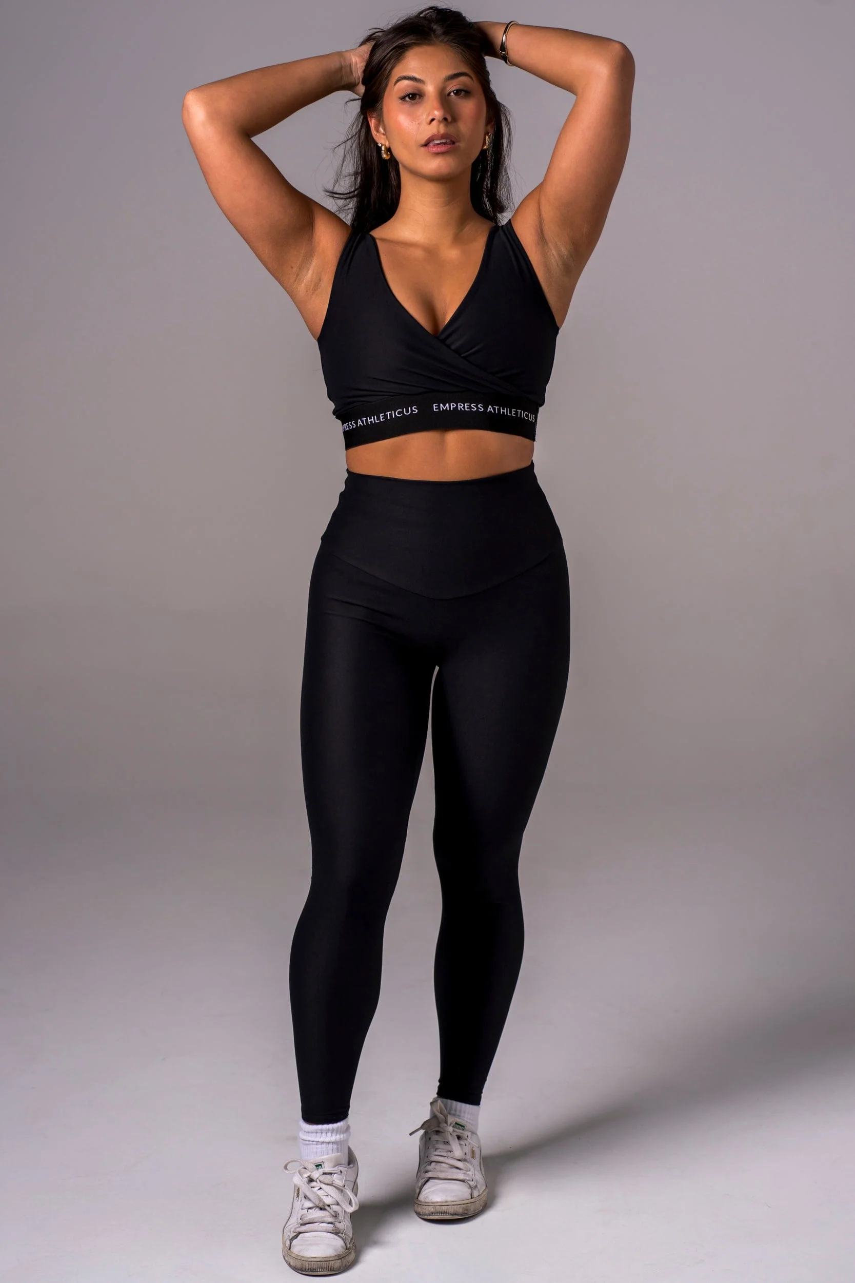 Black Dynamic High Waisted Ankle Biter Leggings - Image 4