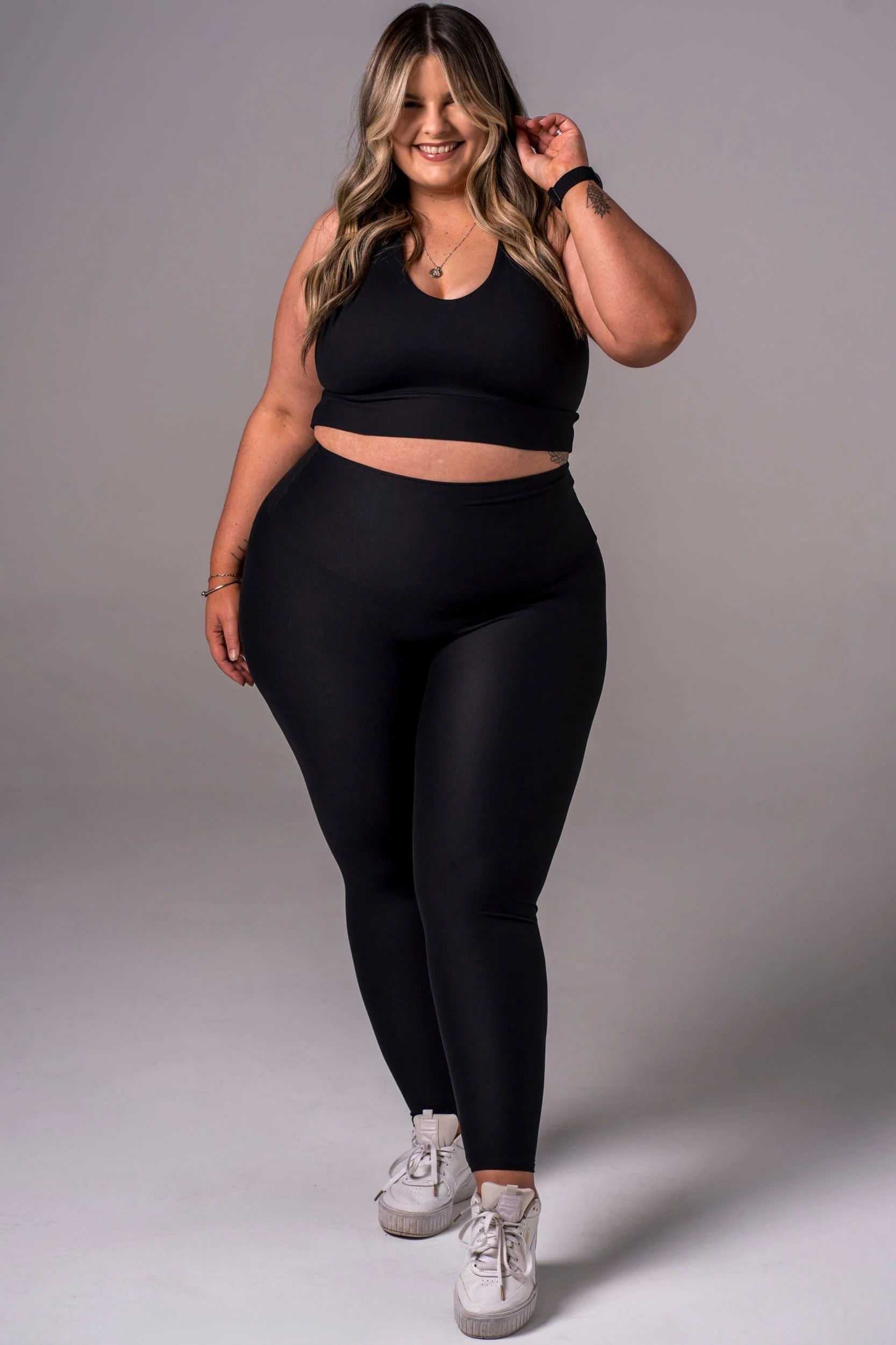 Black Dynamic High Waisted Ankle Biter Leggings - Image 5