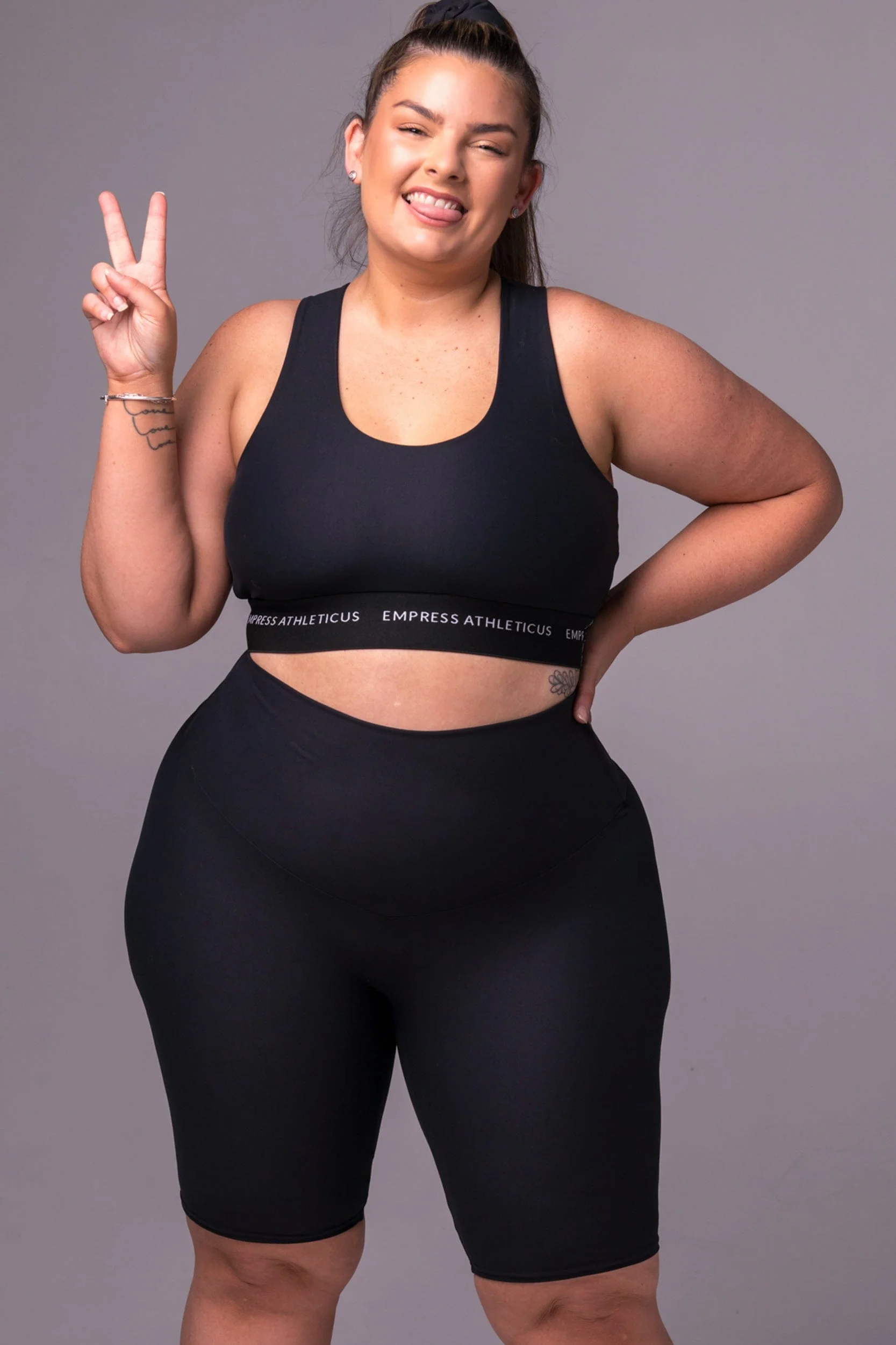 Black Dynamic High Waisted Bike Shorts - Image 3
