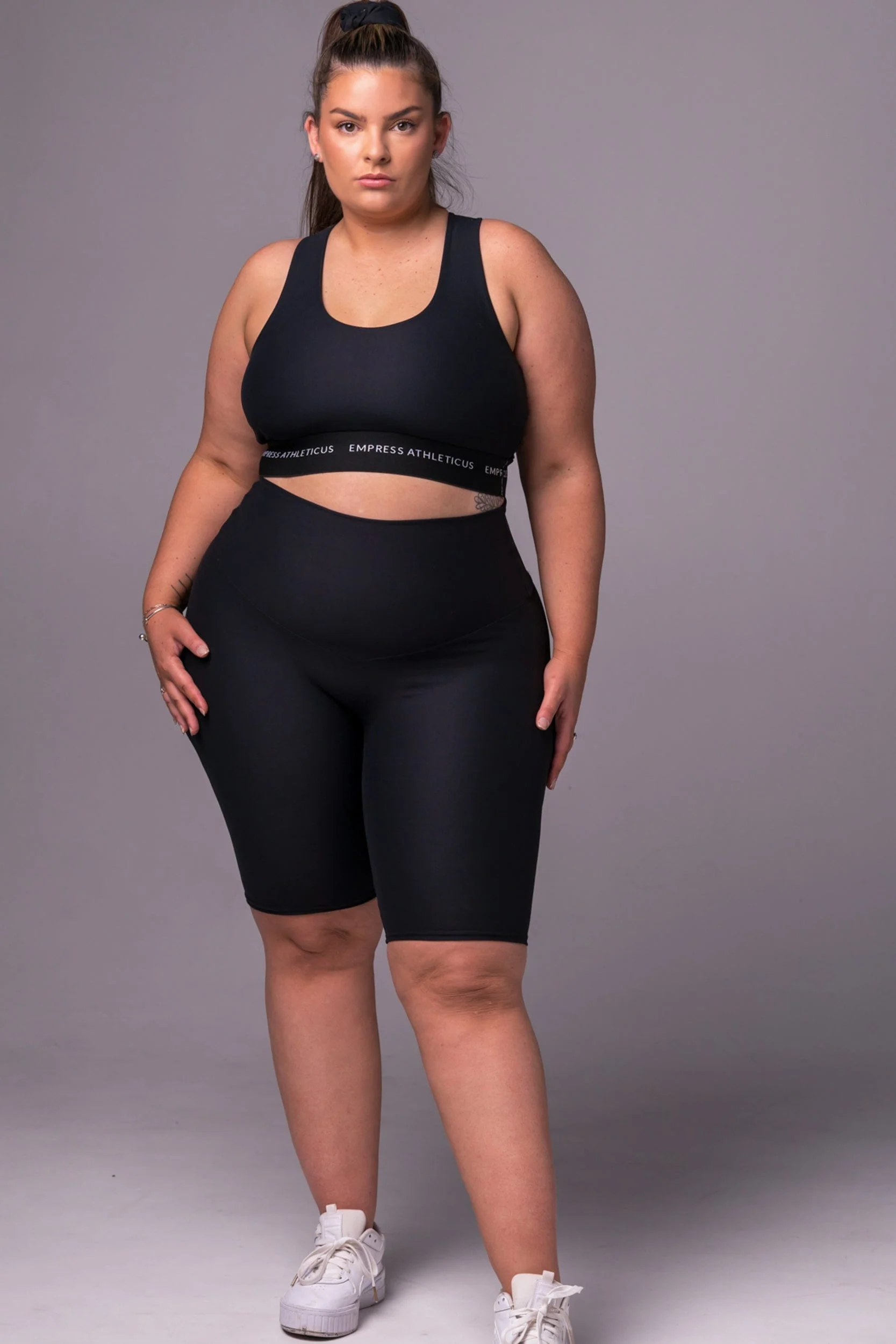 Black Dynamic High Waisted Bike Shorts - Image 4