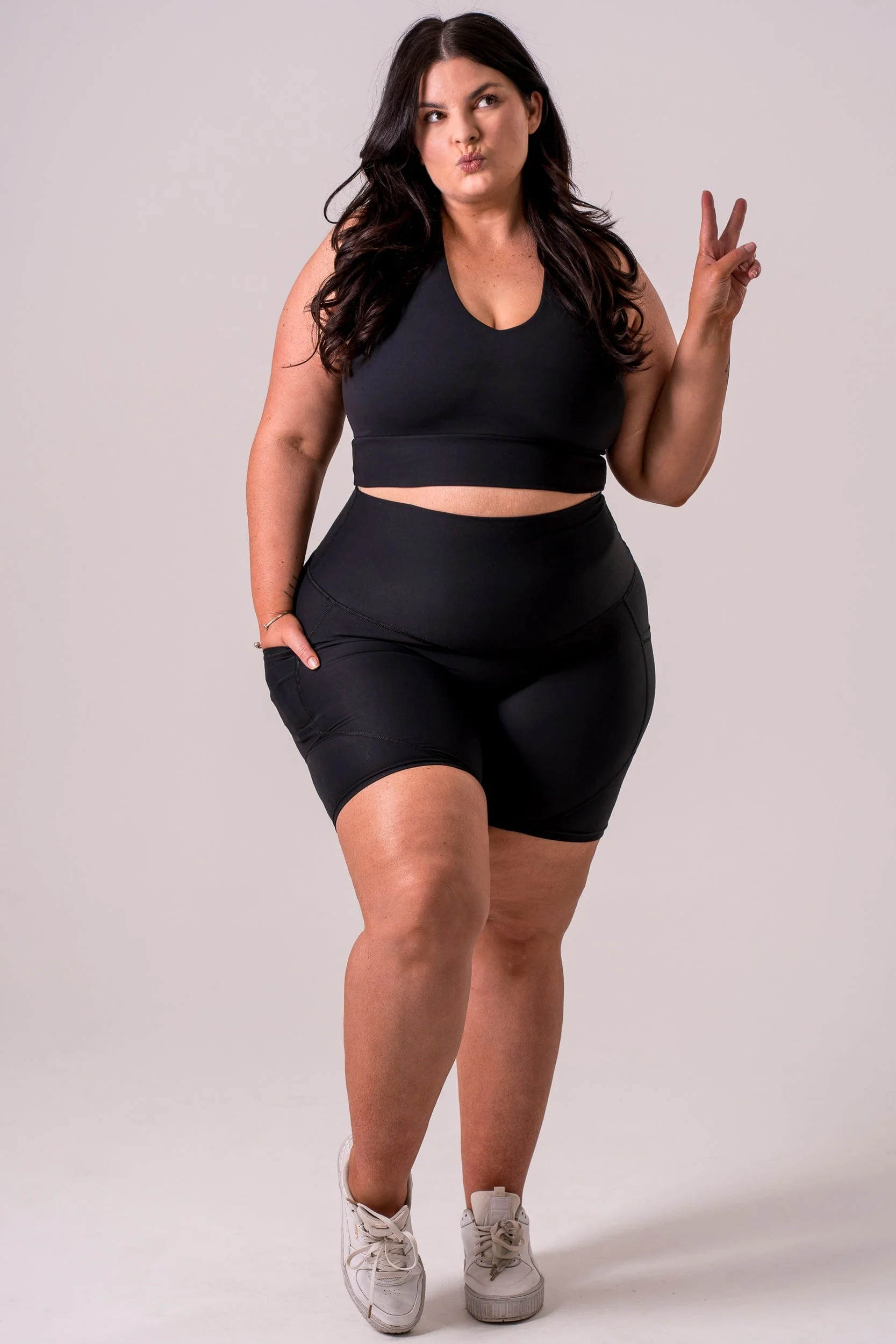 Black Dynamic High Waisted Pocket Shaper Booty Shorts - Image 3