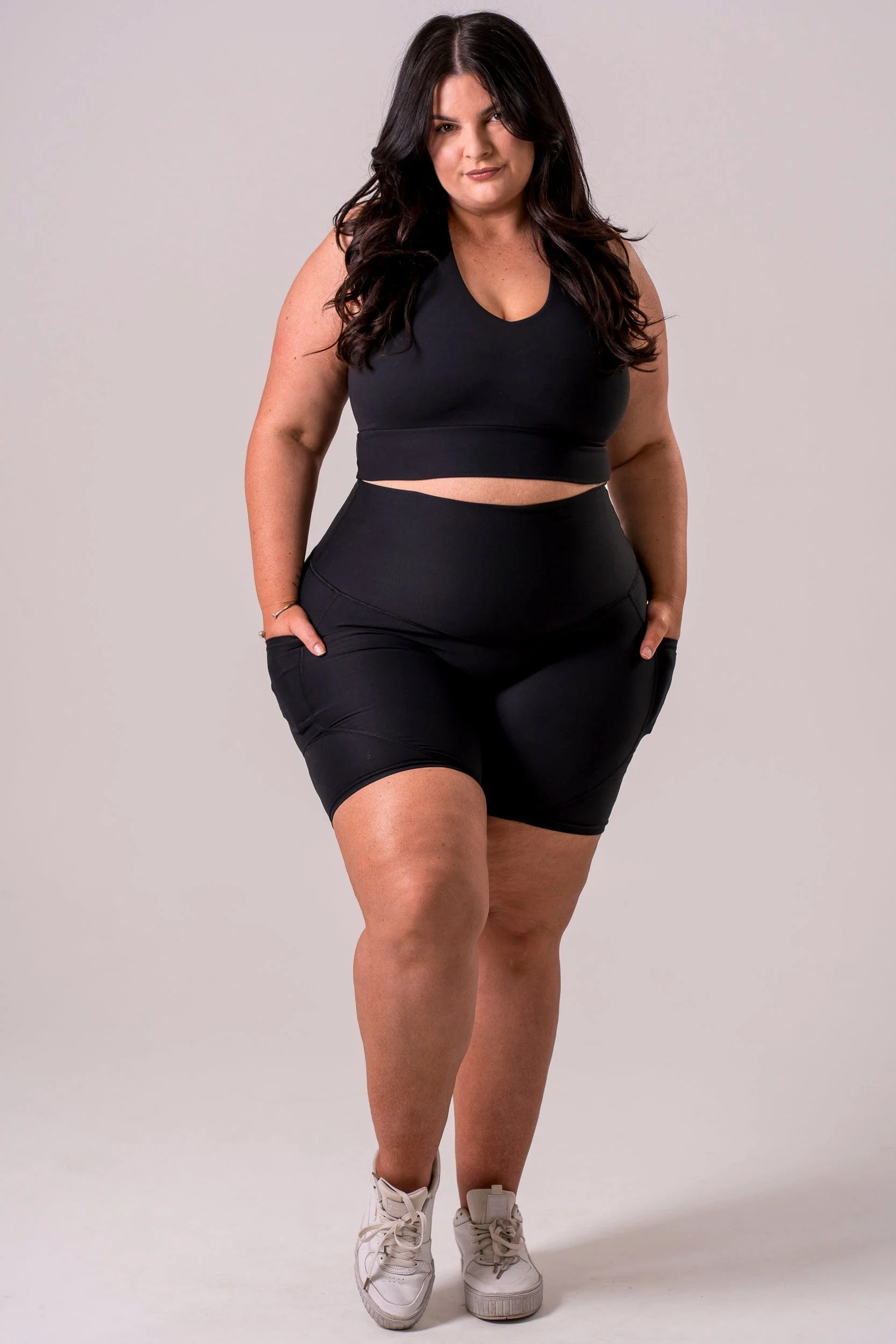 Black Dynamic High Waisted Pocket Shaper Booty Shorts - Image 4