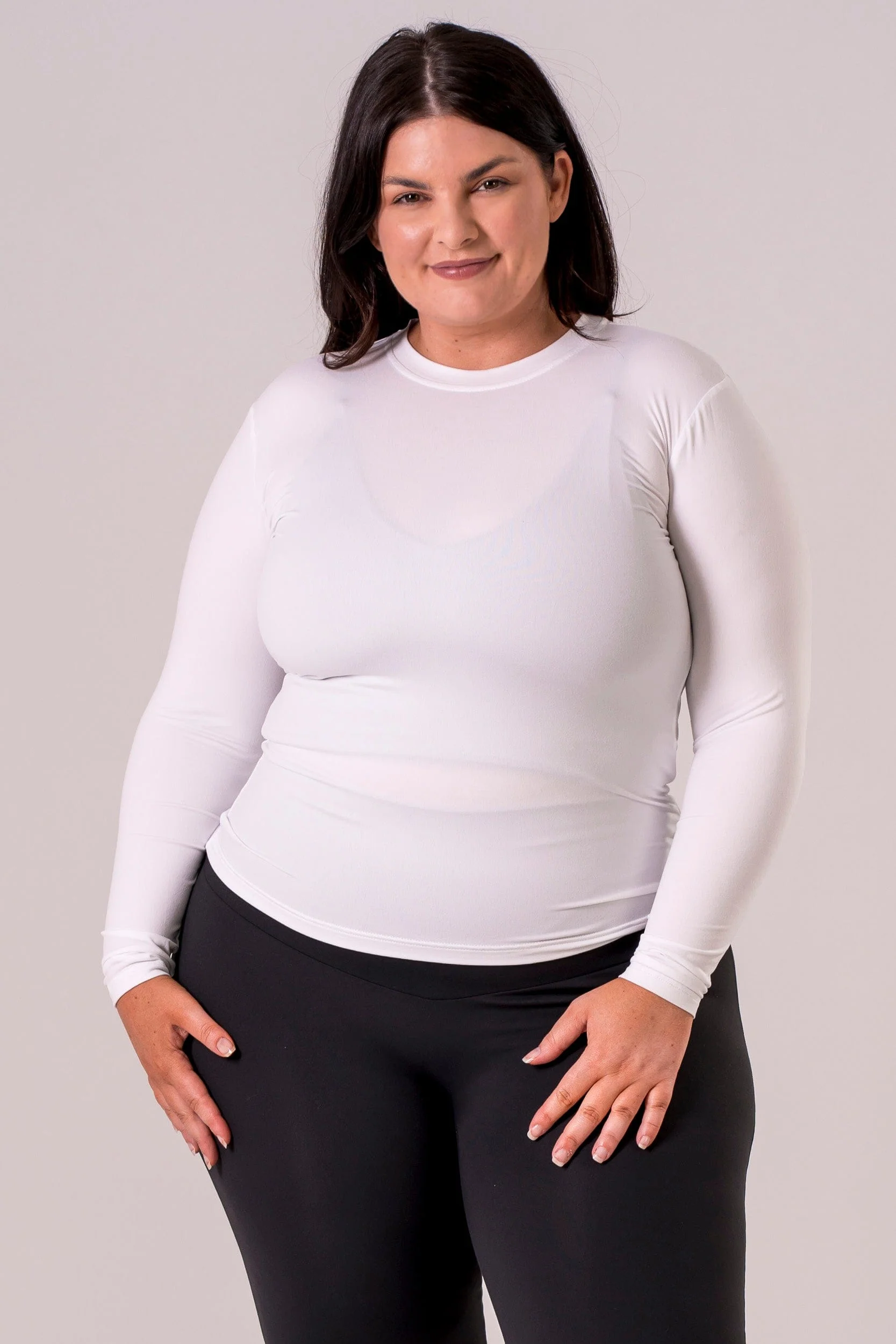 White Fitted Long Sleeve Tee - Image 3