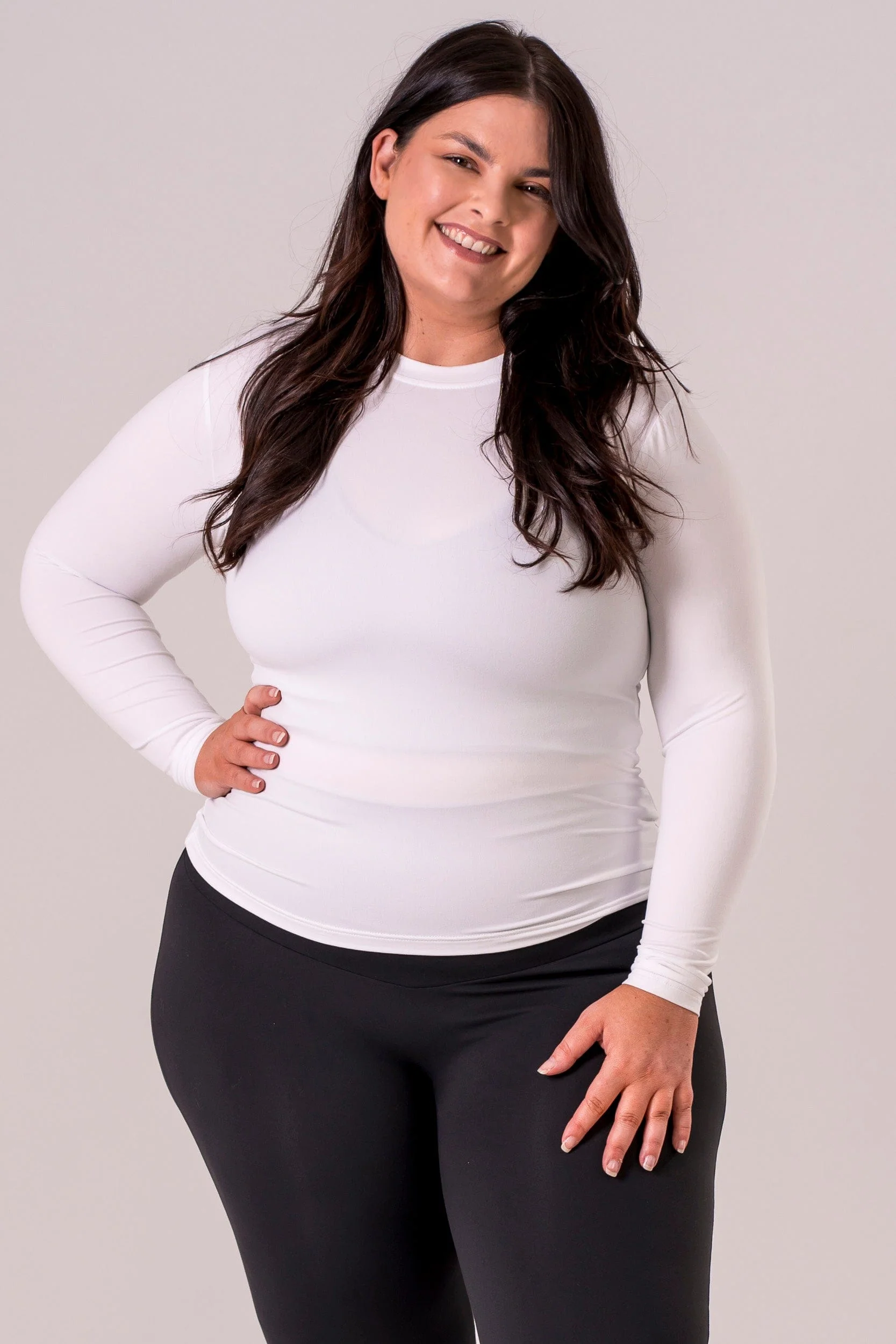 White Fitted Long Sleeve Tee - Image 4