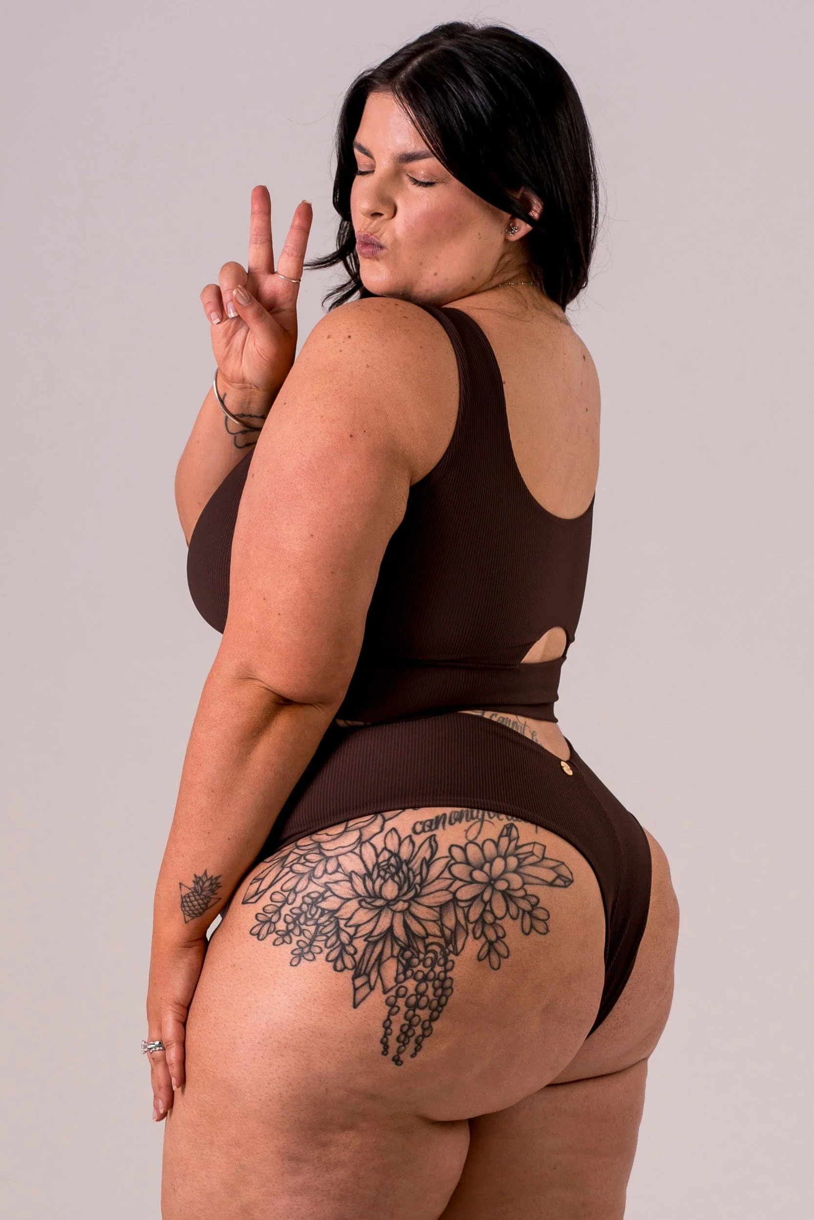 Espresso High Waisted Bikini Bottoms - Image 6