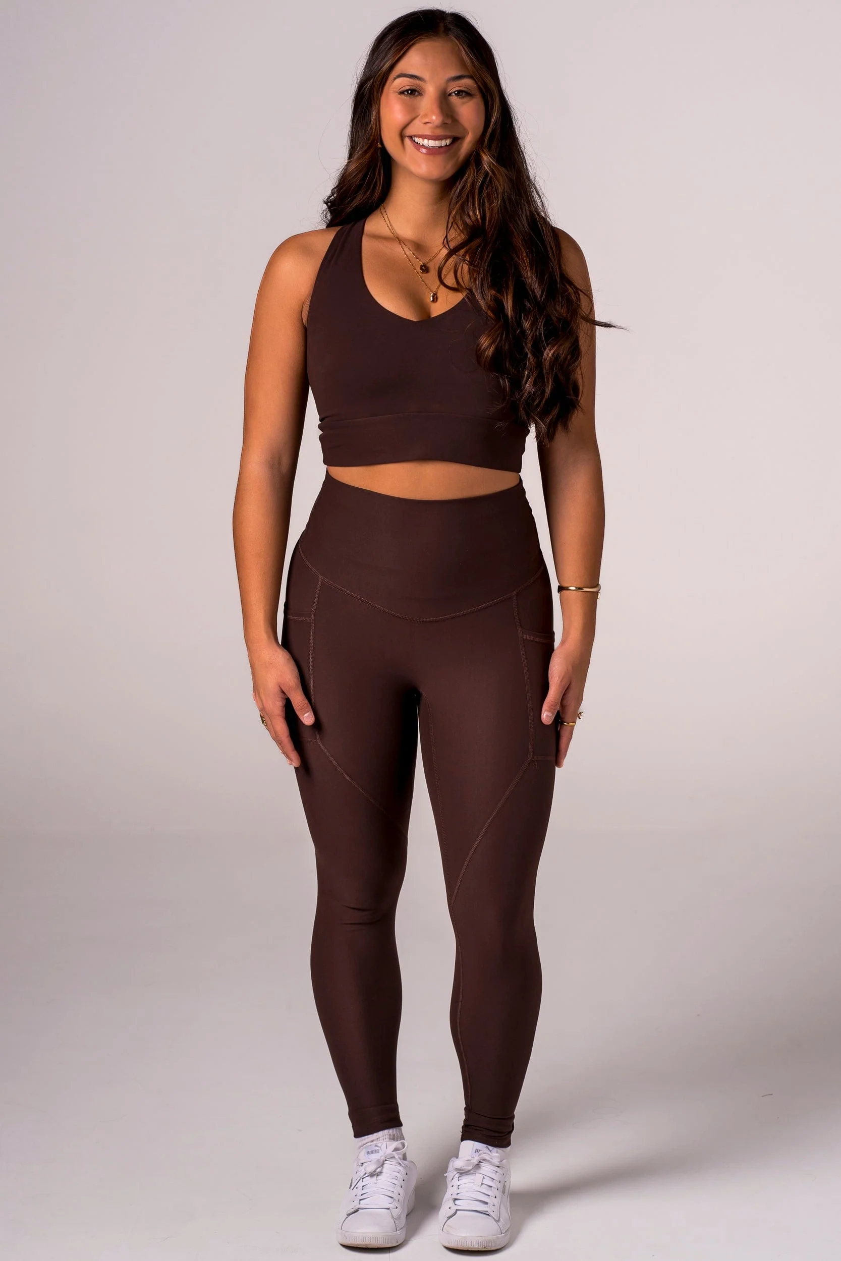 Espresso Dynamic High Waisted Pocket Shaper Ankle Biter Leggings - Image 3