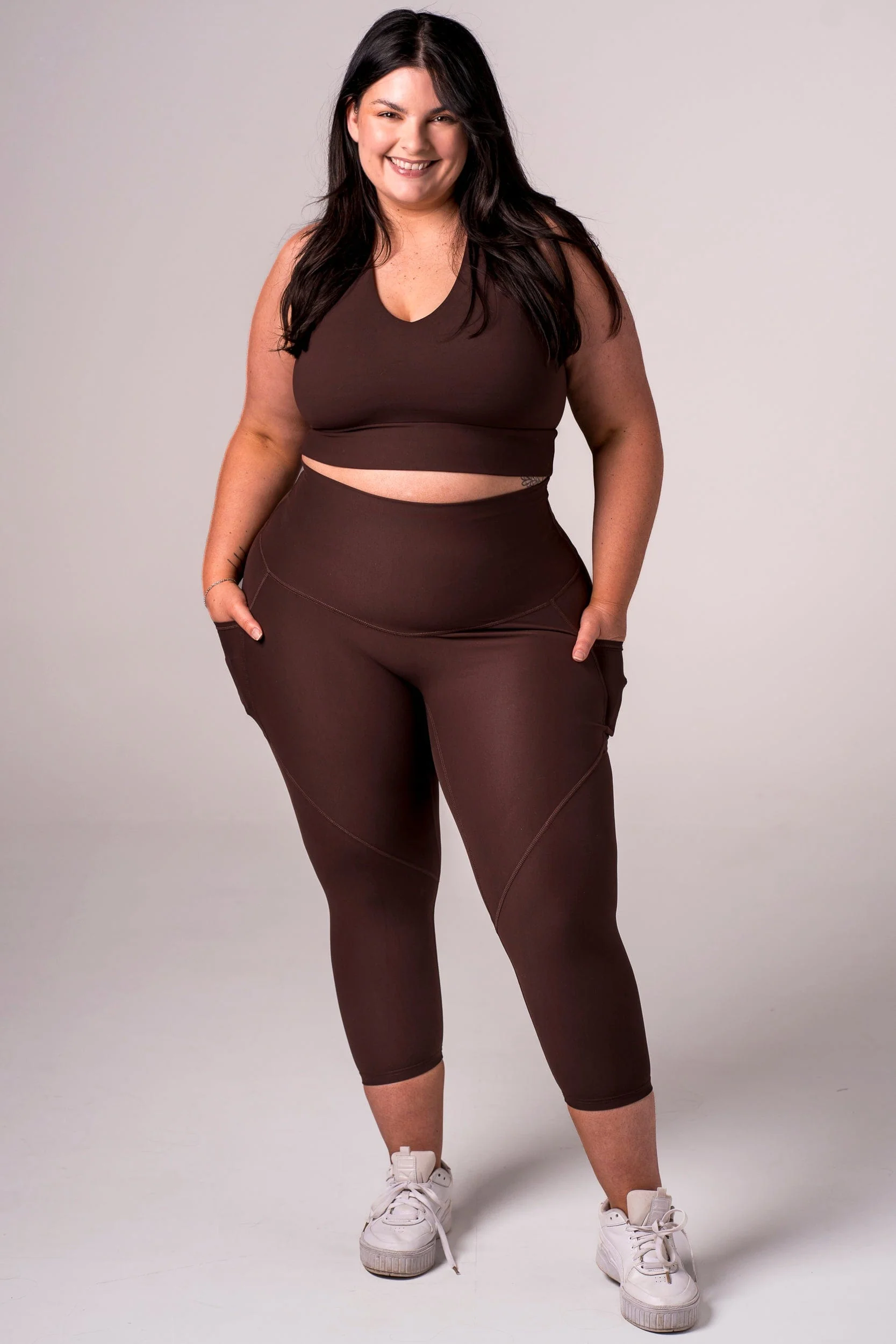 Espresso Dynamic High Waisted Pocket Shaper Capri Leggings - Image 4
