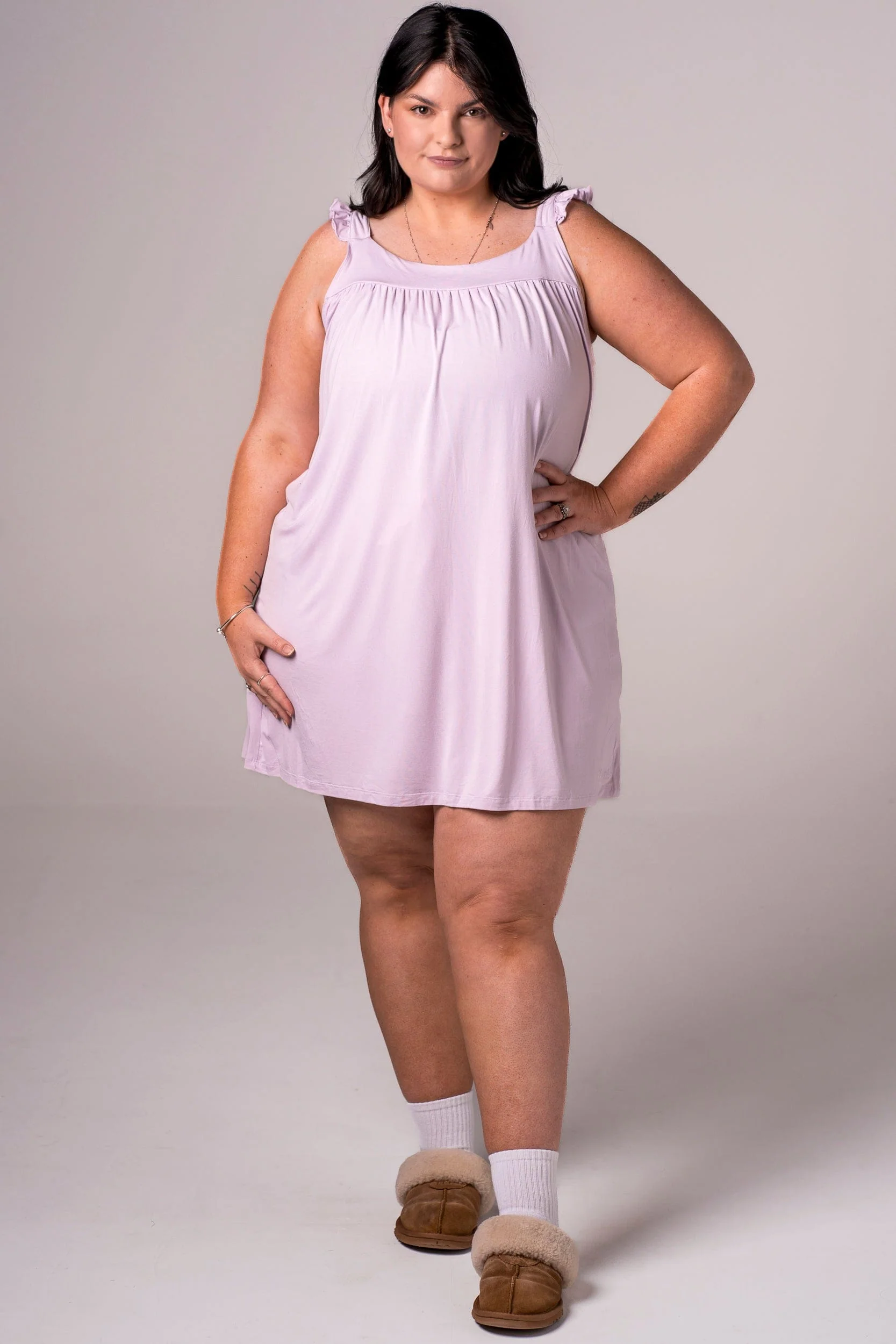 Lilac Bamboo Pyjama Dress - Image 3