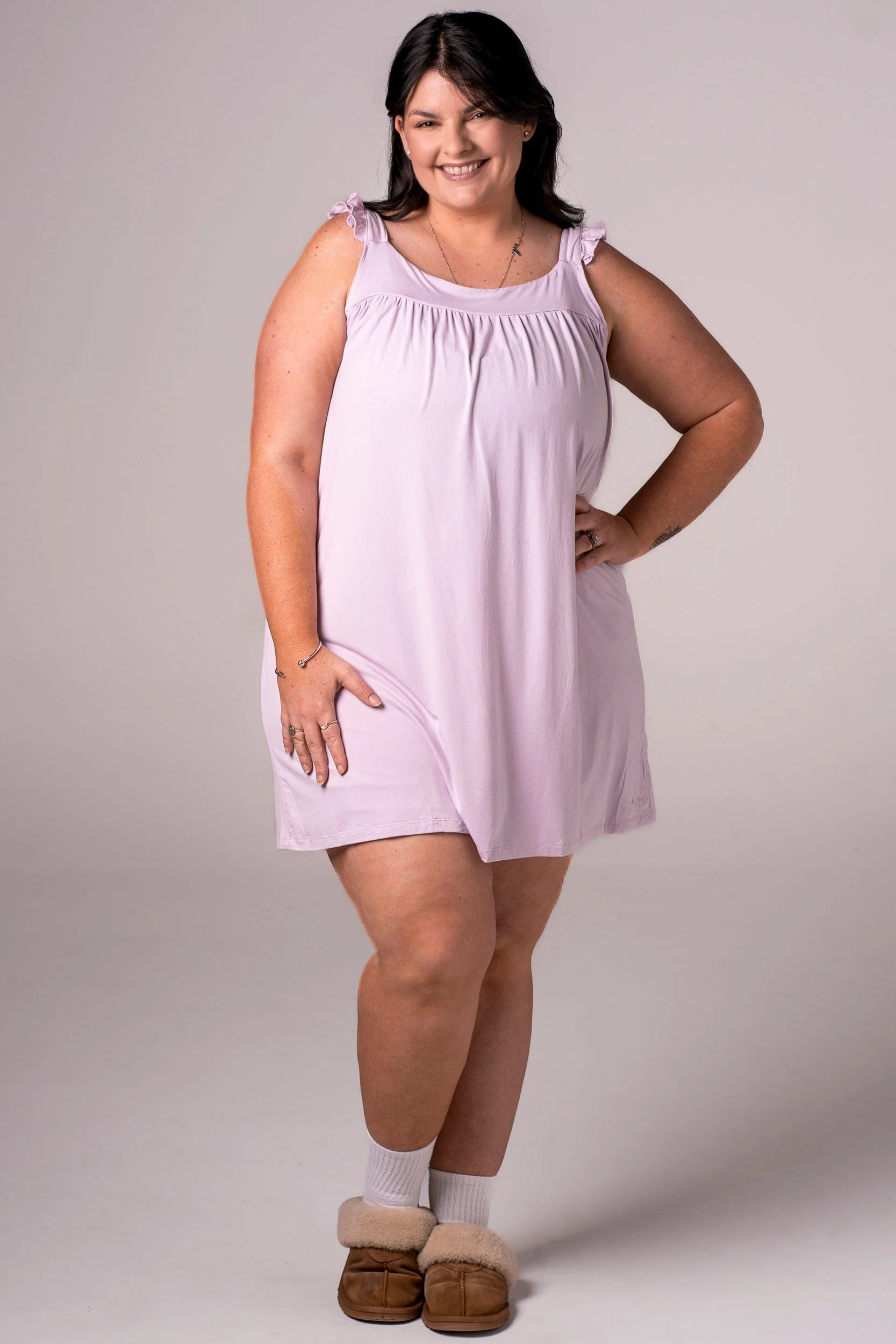 Lilac Bamboo Pyjama Dress - Image 4