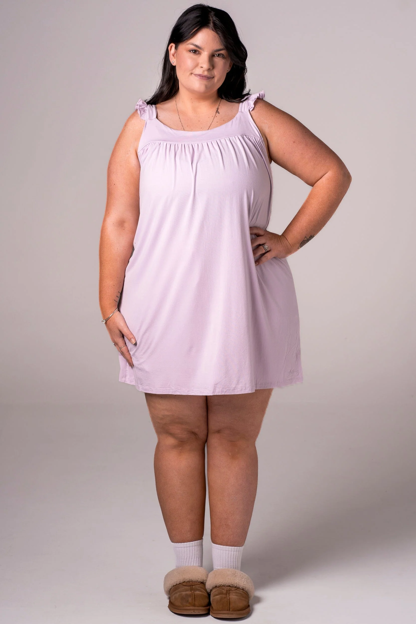 Lilac Bamboo Pyjama Dress - Image 6
