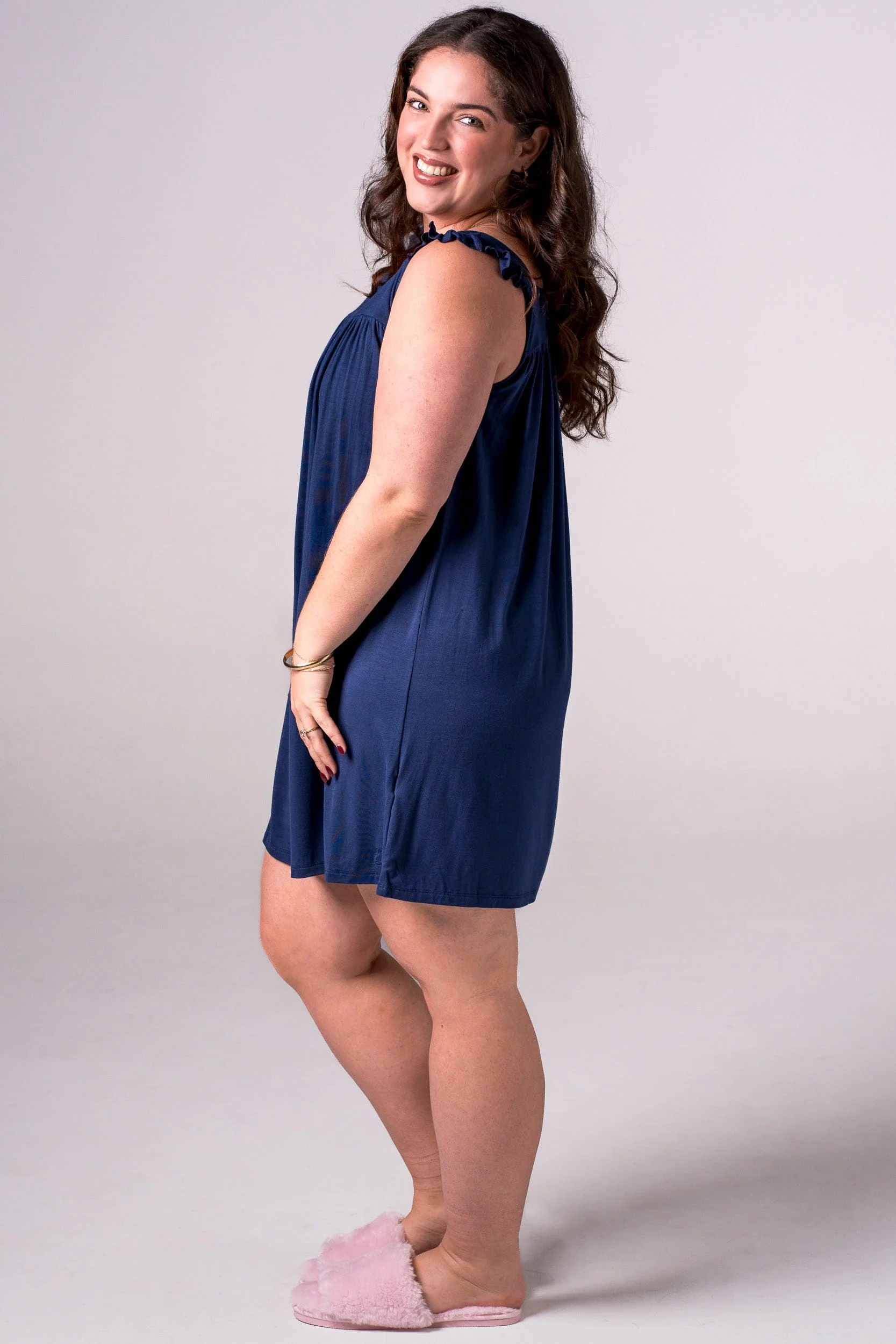 Navy Bamboo Pyjama Dress - Image 5