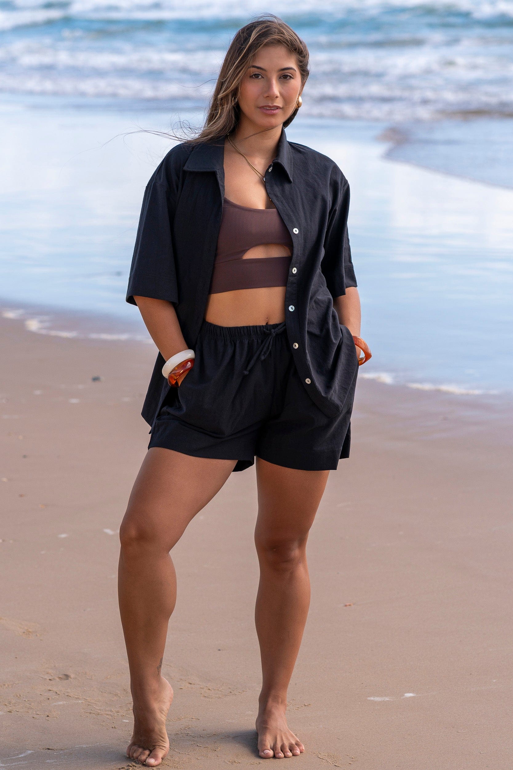 Night Linen Blend Shorts - Image 4