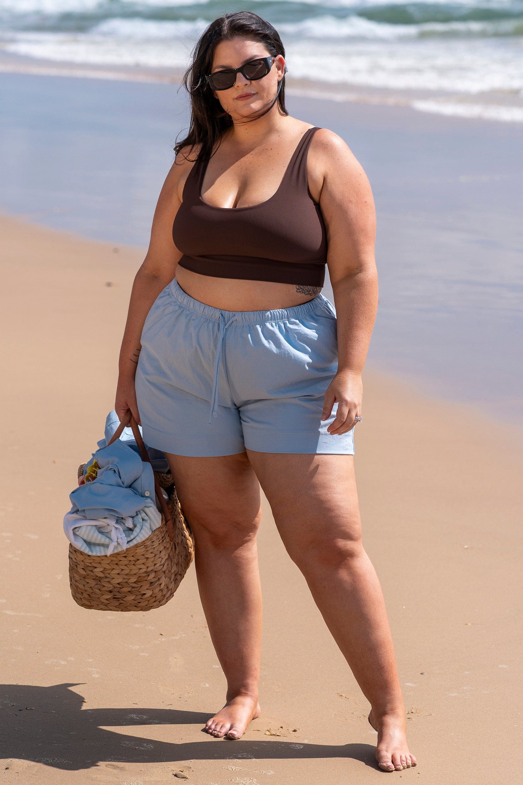 Sky Linen Blend Shorts - Image 3