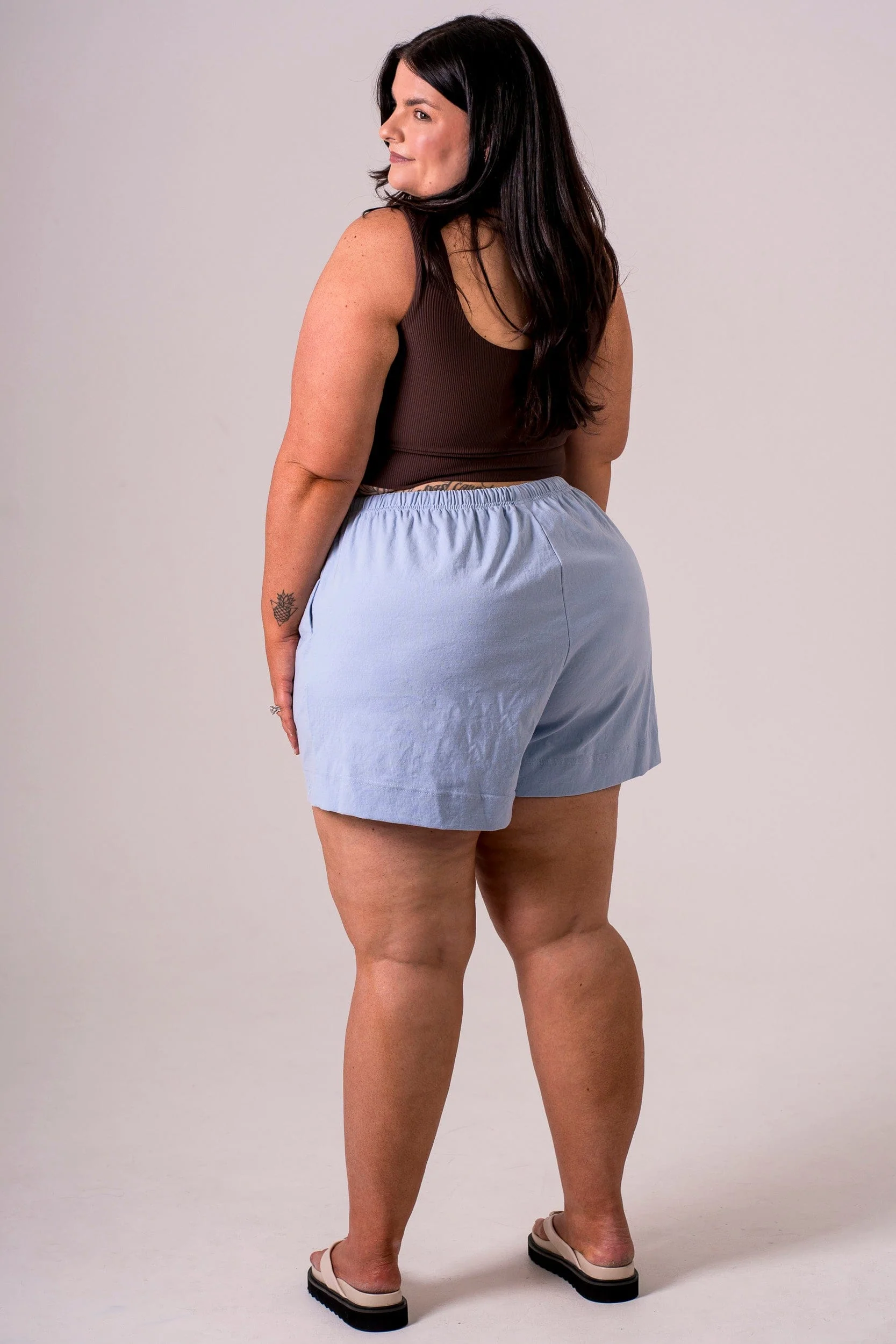 Sky Linen Blend Shorts - Image 5
