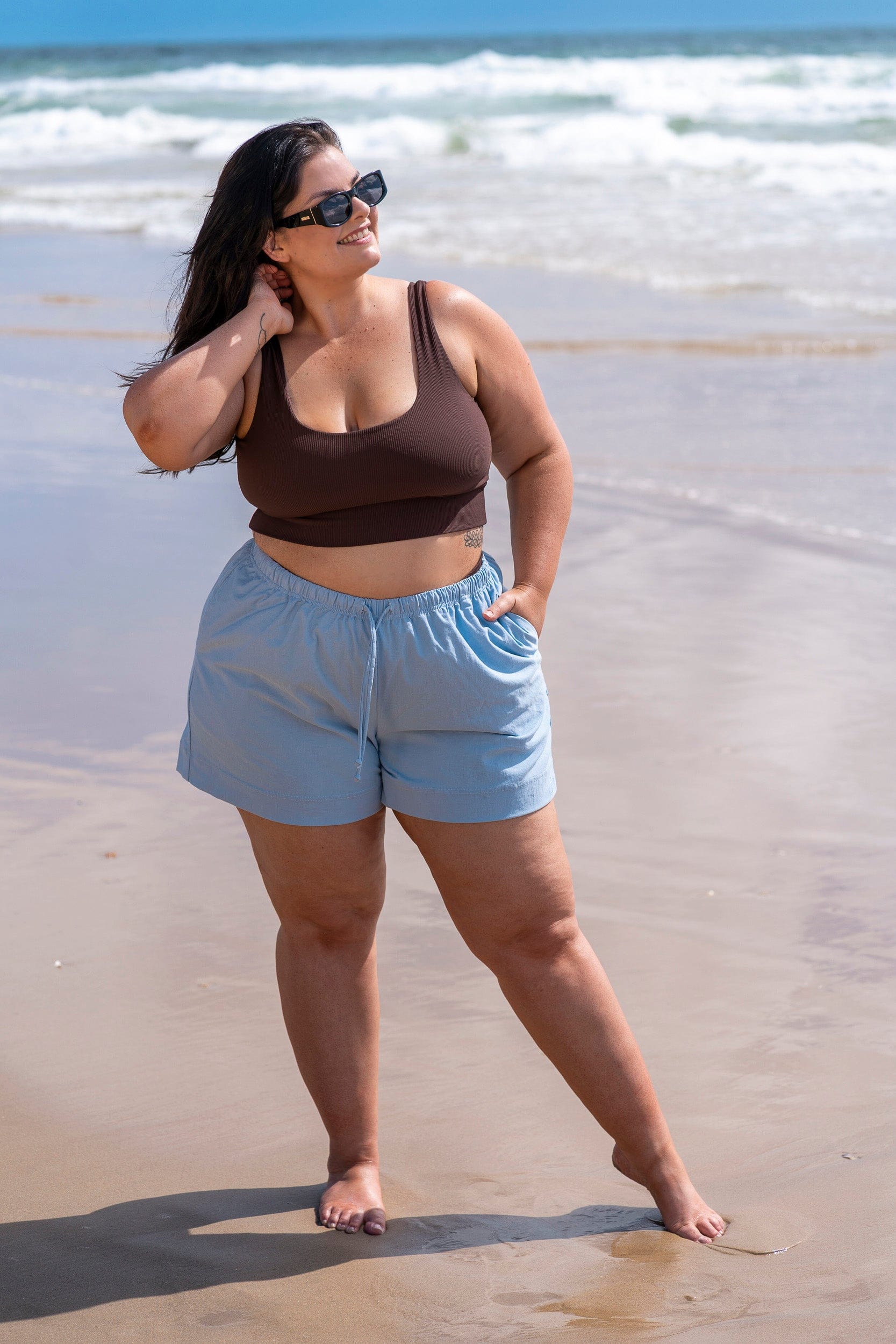 Sky Linen Blend Shorts - Image 6